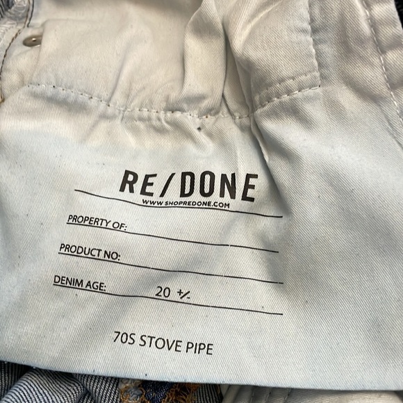 RE/DONE Originals 70s Stove Pipe in Dusted Blue High Rise Ankle Crop Jeans 31 - Picture 13 of 15